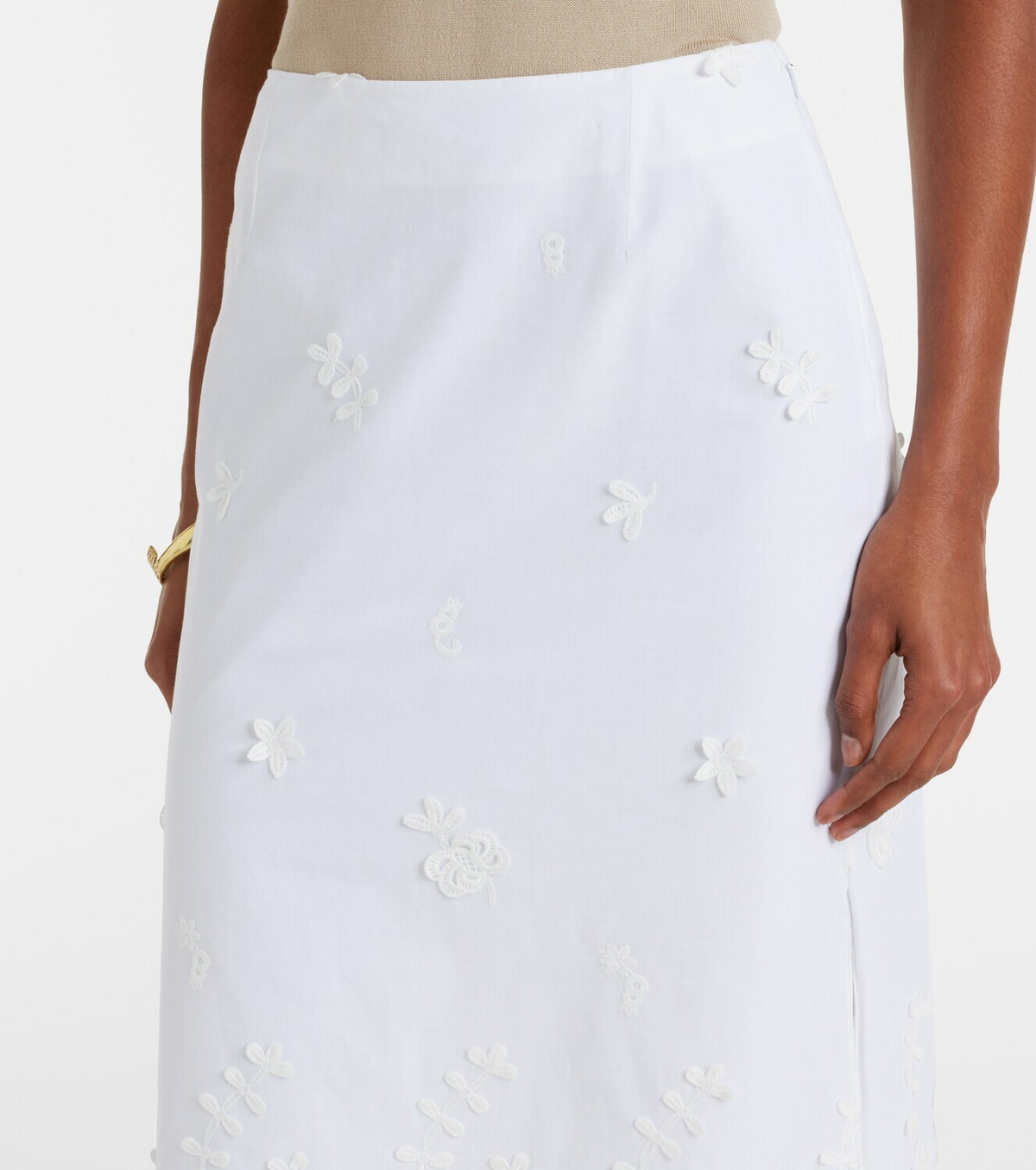 Altuzarra Malik embroidered cotton midi skirt