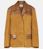 Miu Miu Leather-trimmed oversized suede jacket