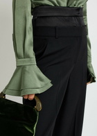 Erdem Layered Wide-leg Silk-blend and Wool Trousers Black