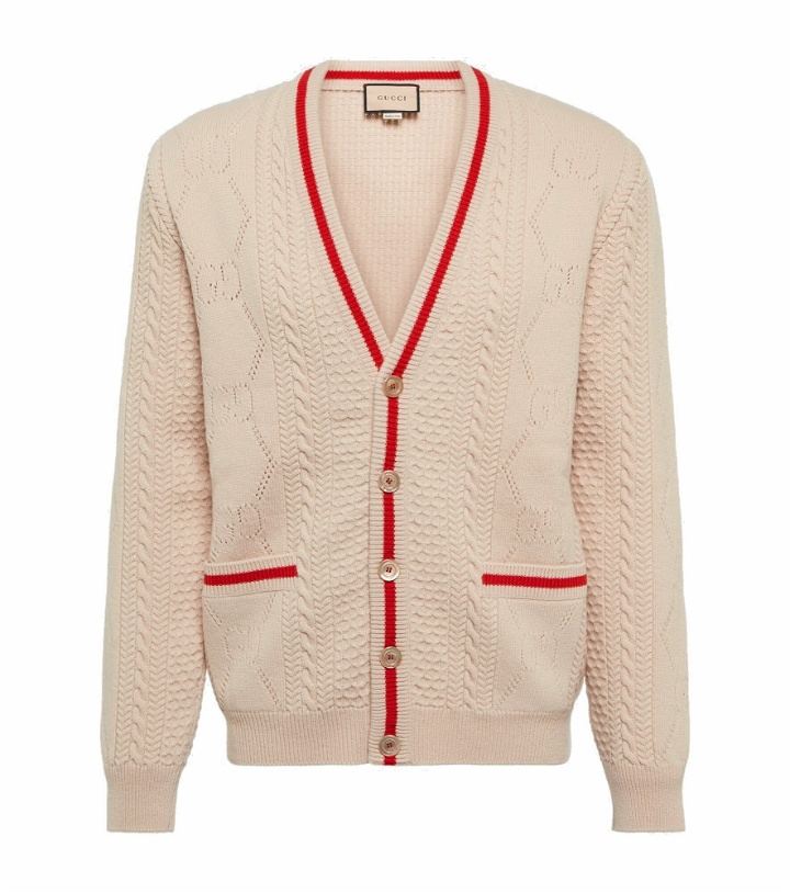 Photo: Gucci - GG perforated wool cardigan