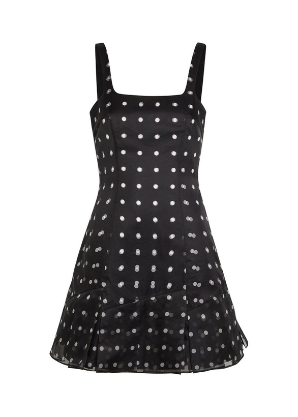 Photo: Emilia Wickstead Juelee Polka dot Layered Silk-chiffon Mini Dress Black