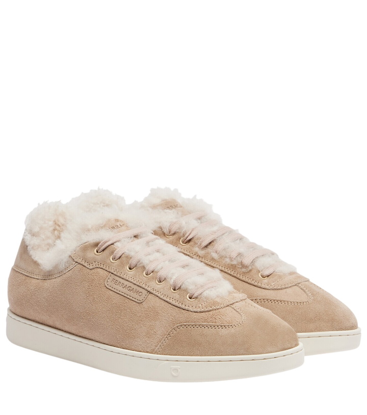 Photo: Ferragamo Shearling-lined suede sneakers