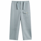 Auralee Women's Wool Herringbone Cargo Pants in Dusty Blue