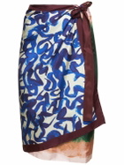 DRIES VAN NOTEN Scarfy Printed Silk Midi Skirt