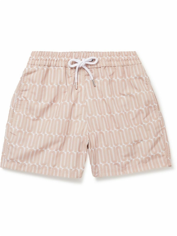 Photo: Frescobol Carioca - Straight-Leg Mid-Length Printed Swim Shorts - Pink