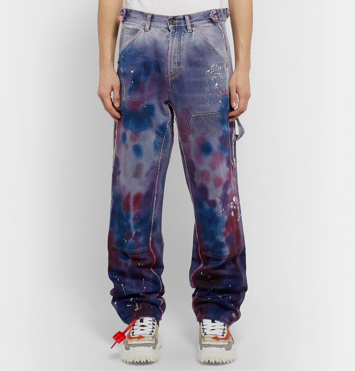 Off-White - Wide-Leg Paint-Splattered Tie-Dyed Denim Jeans