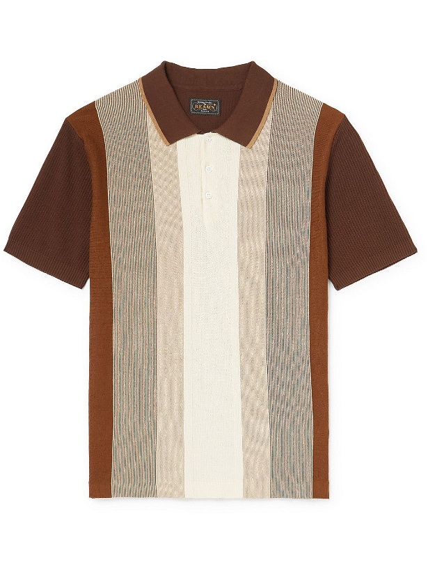 Photo: Beams Plus - Striped Cotton Polo Shirt - Brown