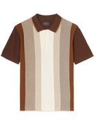 Beams Plus - Striped Cotton Polo Shirt - Brown