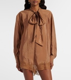 Saint Laurent Lace-trimmed tie-neck romper