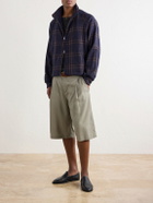 Kardo - Stanley Embroidered Checked Cotton Bomber Jacket - Blue