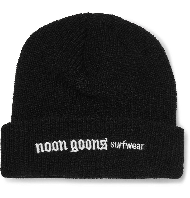 Photo: Noon Goons - Logo-Embroidered Ribbed-Knit Beanie - Black
