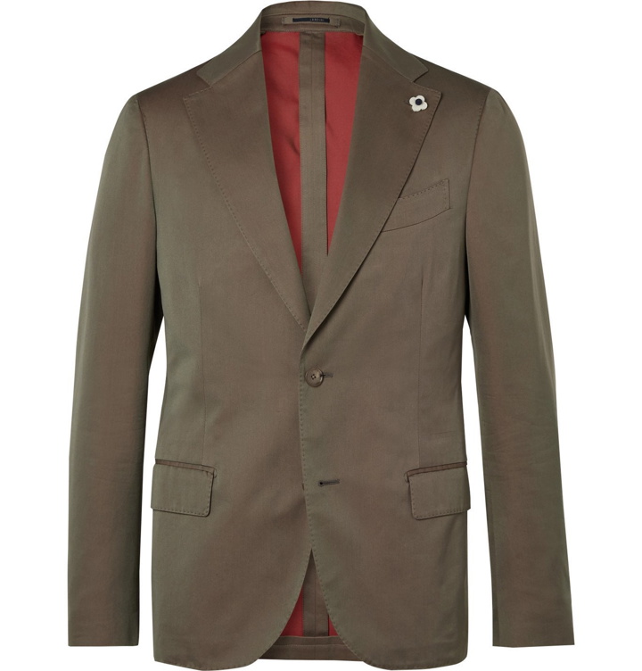 Photo: Lardini - Unstructured Cotton and Silk-Blend Suit Jacket - Green