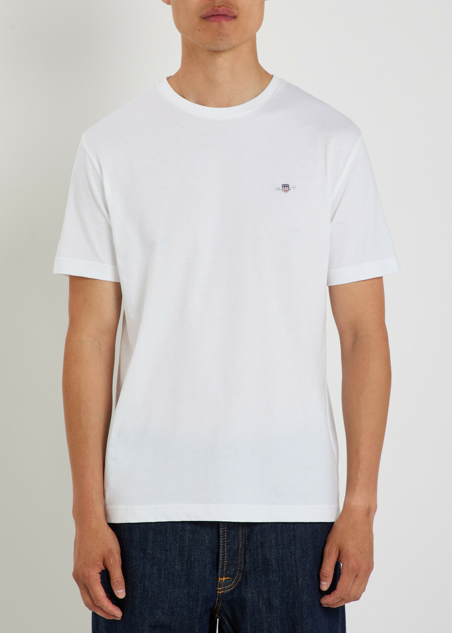 Gant Logo-embroidered Cotton T-shirt White