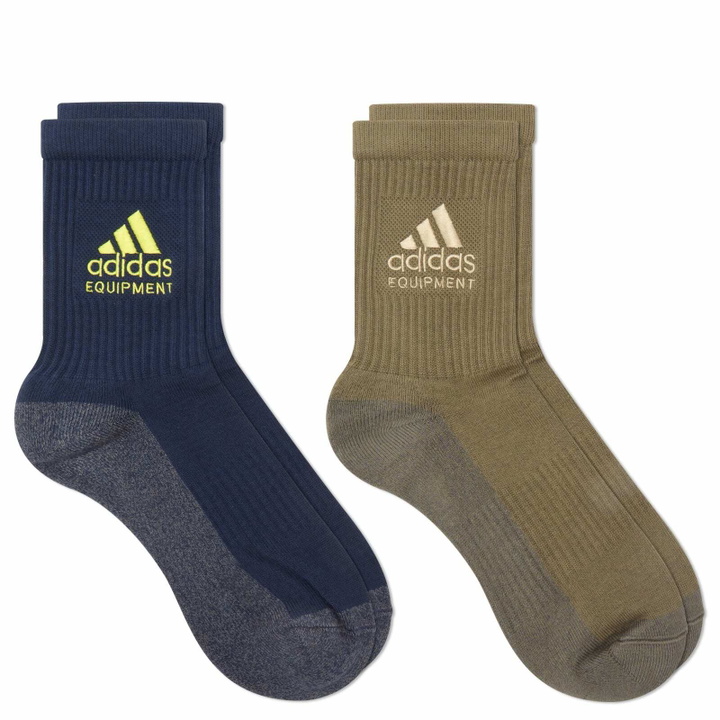 Photo: Adidas EQUIPMENT 2 Pack Sock in Night Indigo/Olive Strata
