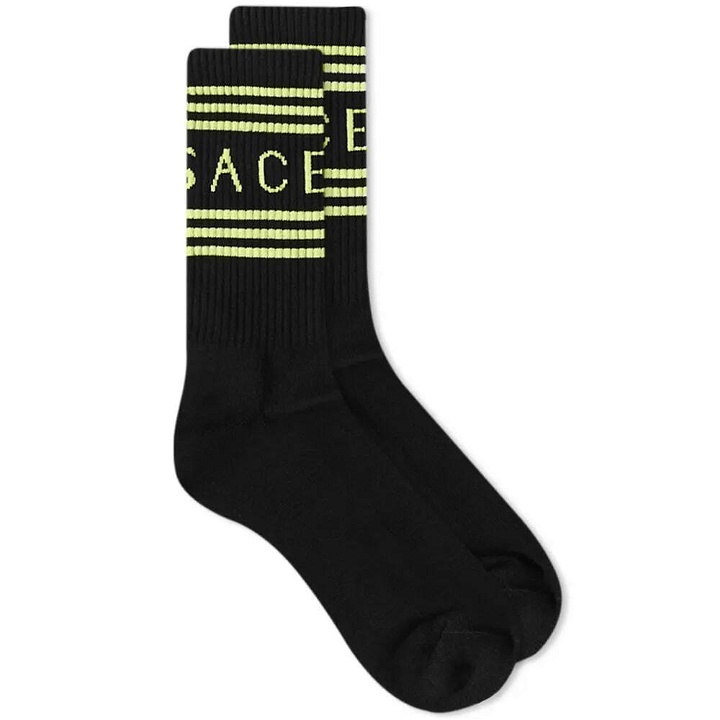 Photo: Versace Men's Sports Logo Sock in Black/Green