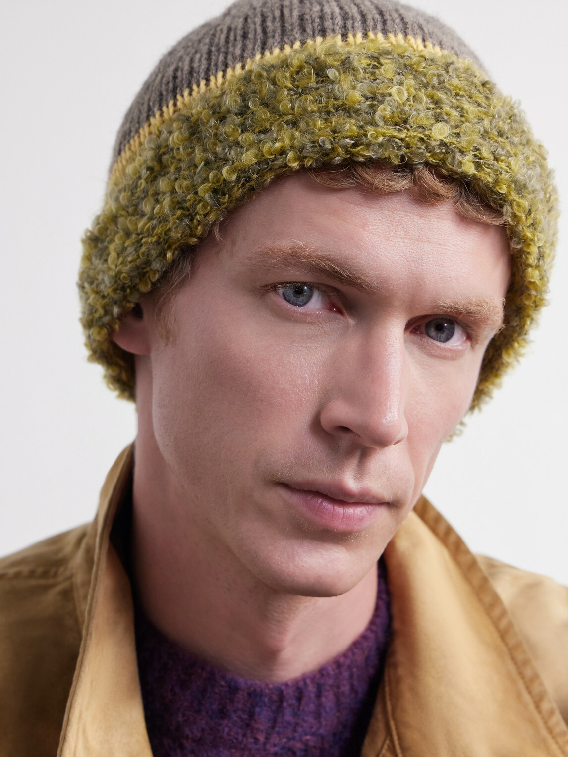 KAPITAL - Bouclé-Trimmed Knitted Mélange Beanie - Brown