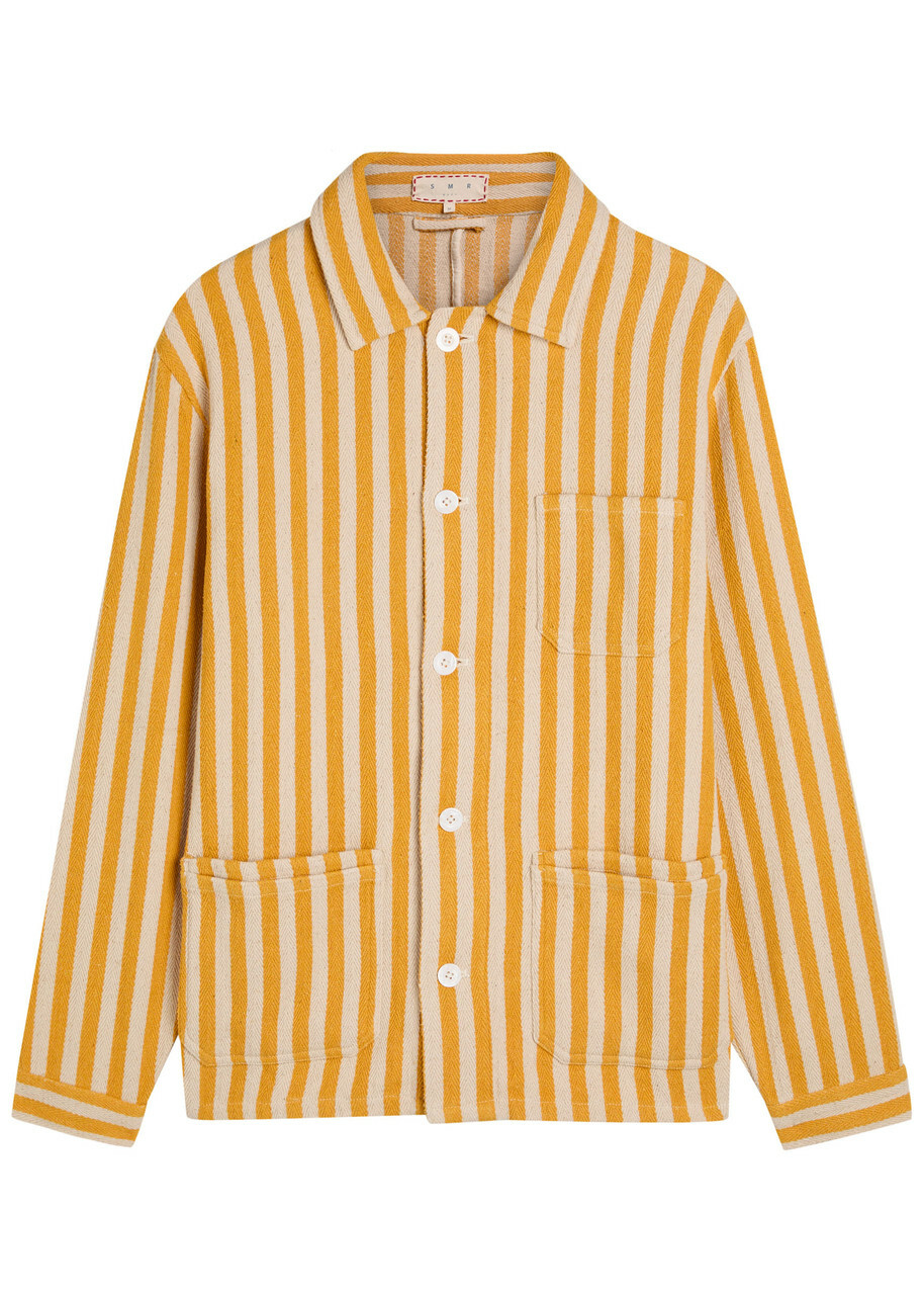 Smr Days Wittering Striped Cotton Overshirt Yellow