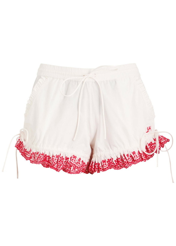 Photo: Damson Madder Jenna Cherry Broderie-anglaise Cotton Shorts White