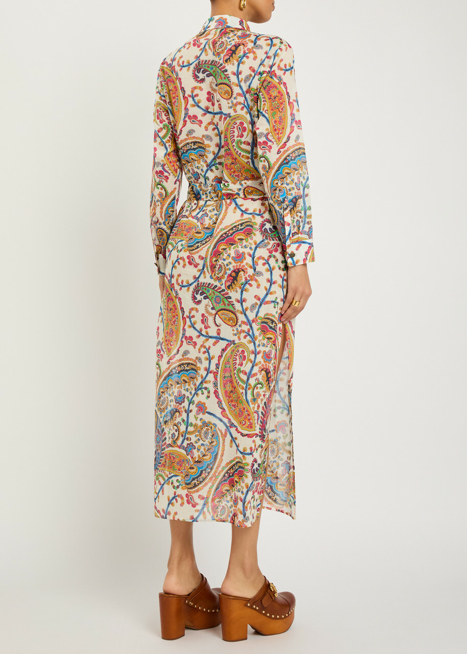 Etro Patterned Cotton Midi Shirt Dress Multicoloured 1