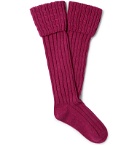 Emma Willis - Cable-Knit Stretch Cashmere-Blend Socks - Pink
