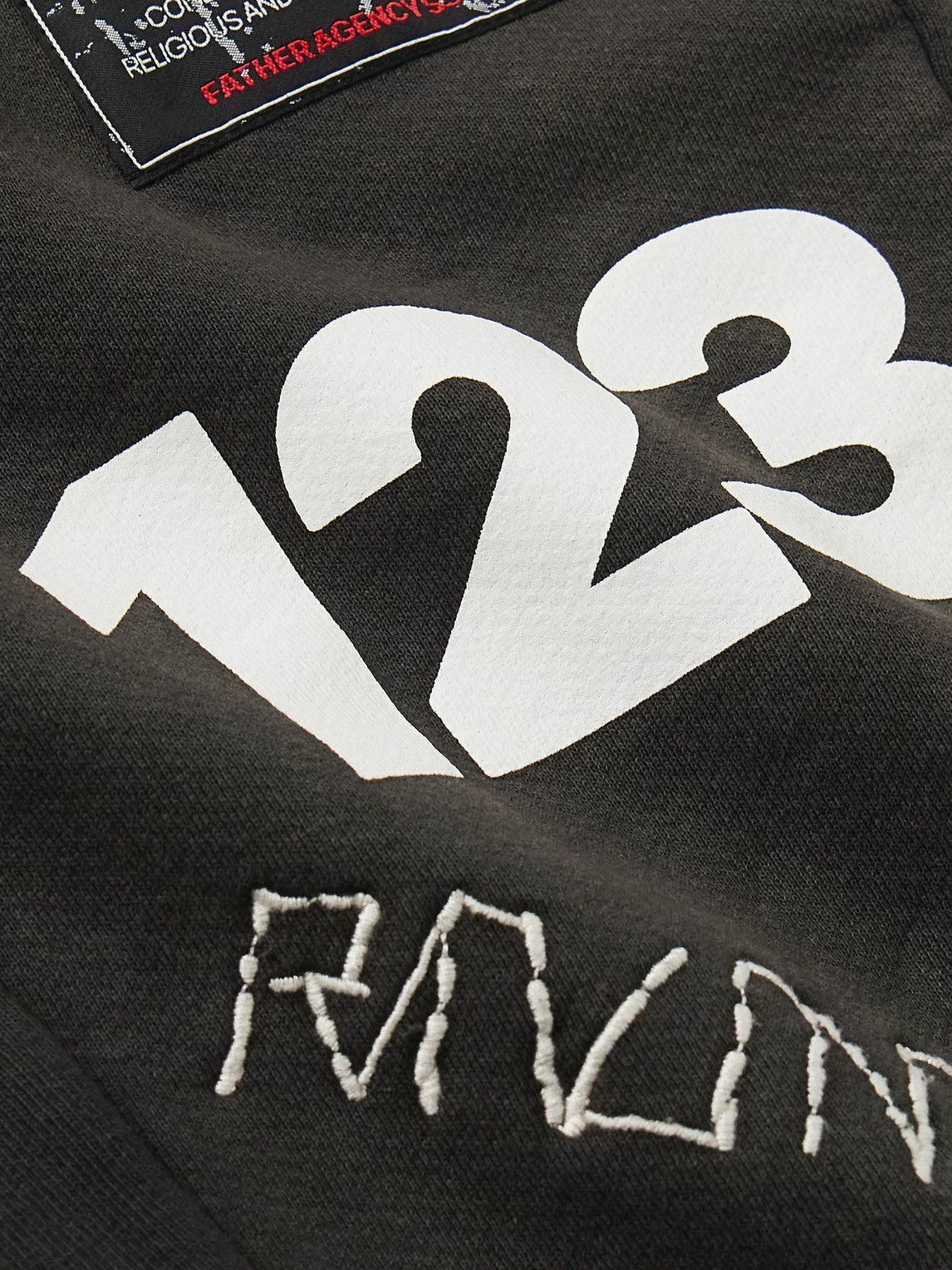 RRR123 - CVA Tapered Logo-Print Embroidered Cotton-Jersey Sweatpants - Black