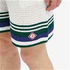 Casablanca Men's Crochet Tennis Shorts in White/Green