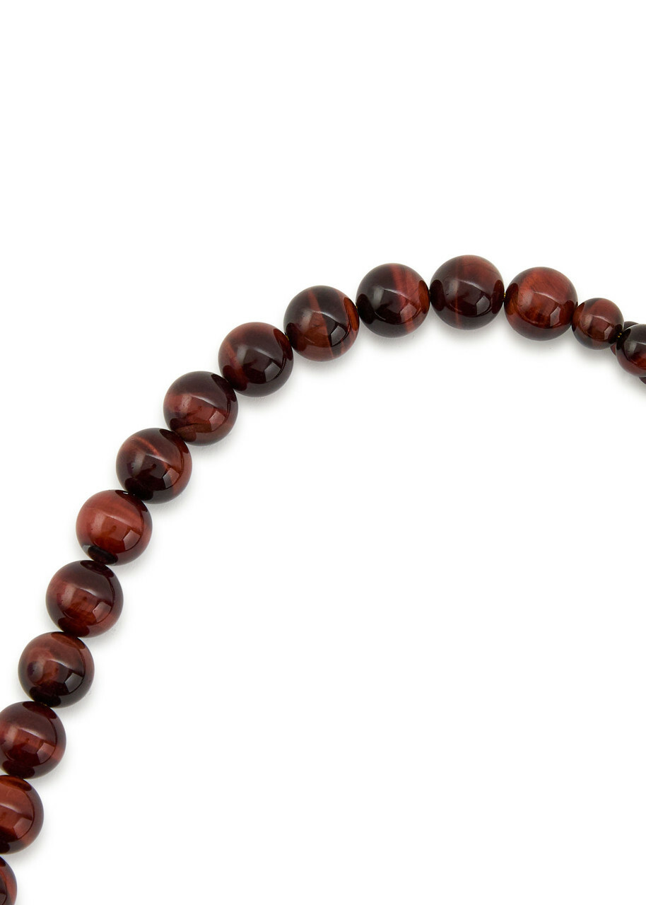 Timeless Pearly Crystal-embellished Beaded Necklace - Brown - One Size