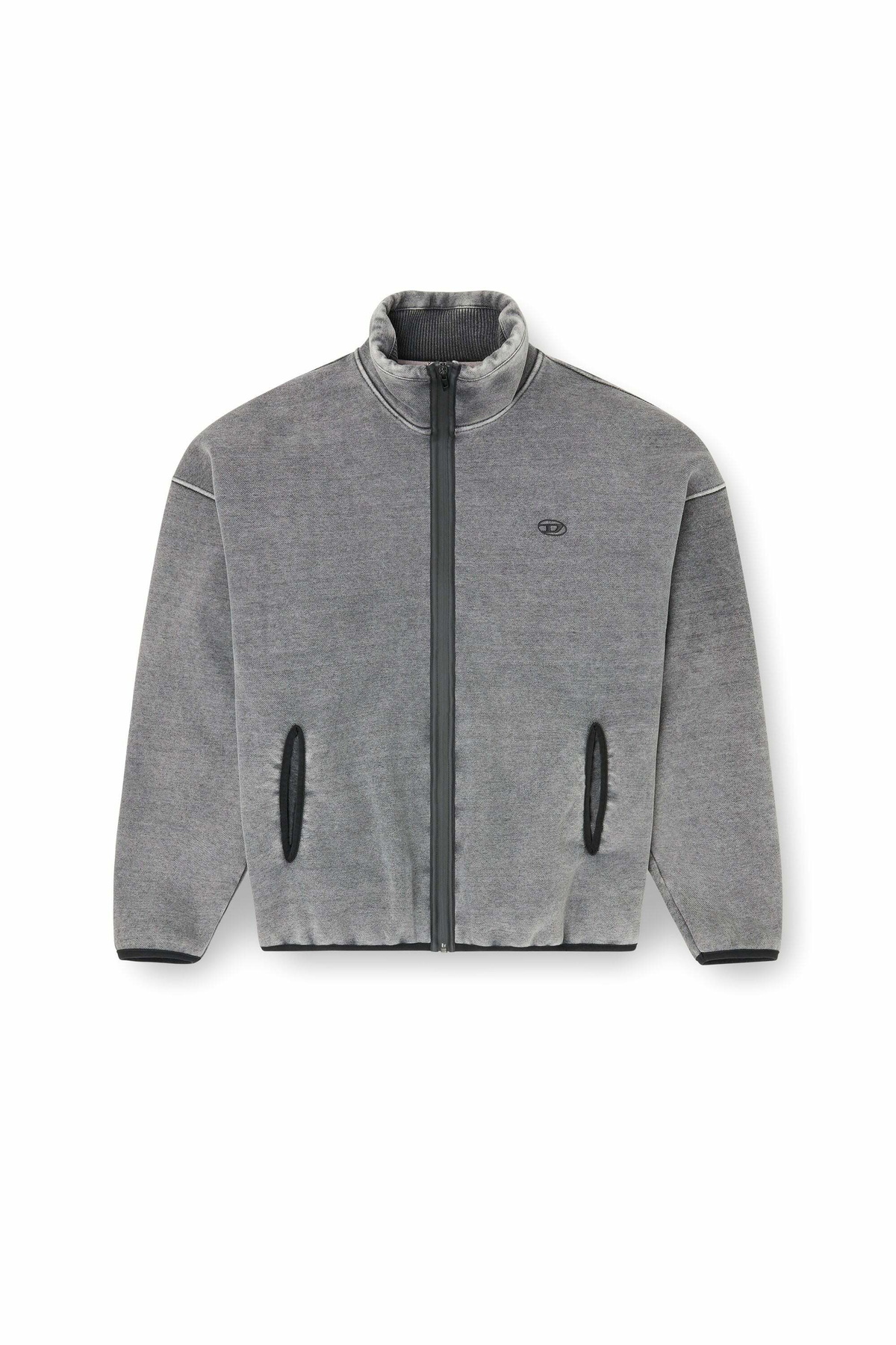 Diesel Zip-up sweatshirt with inner lining - Sweaters Mens in Grey