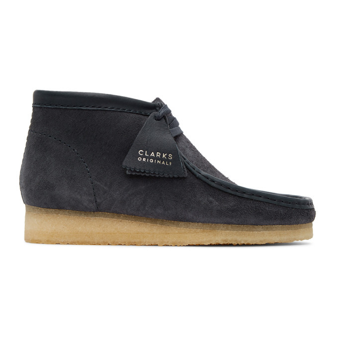 Photo: Clarks Originals Navy Suede Wallabee Desert Boots