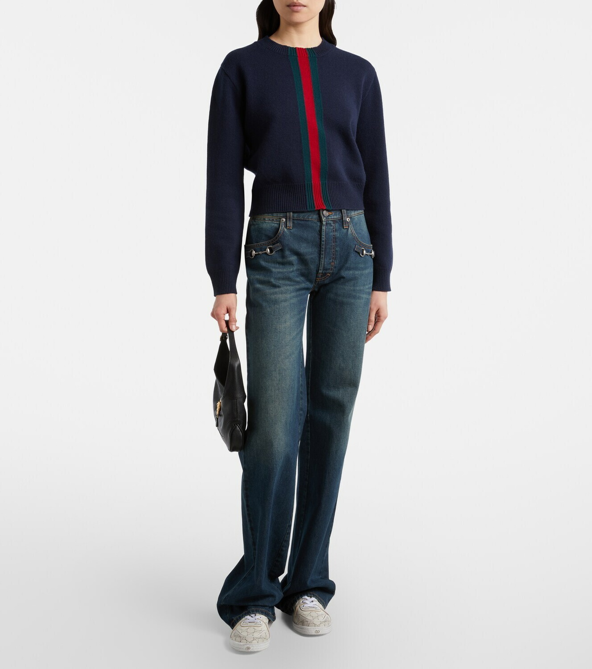 Gucci Stretch GG Web Stripe leather sneakers