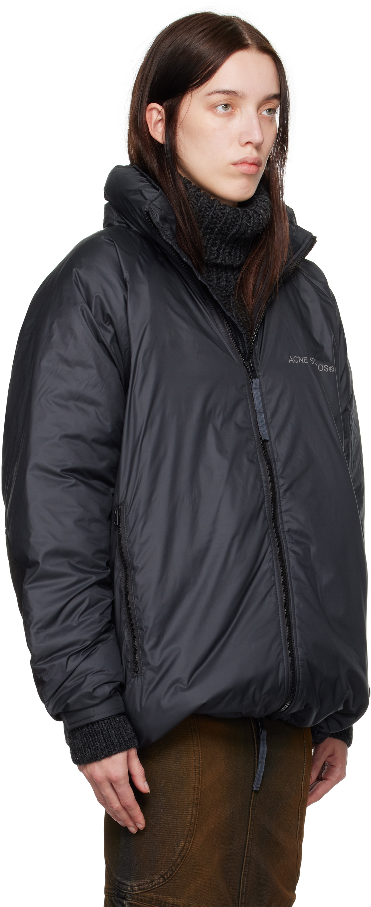 Acne Studios Black Reflective Logo Down Jacket