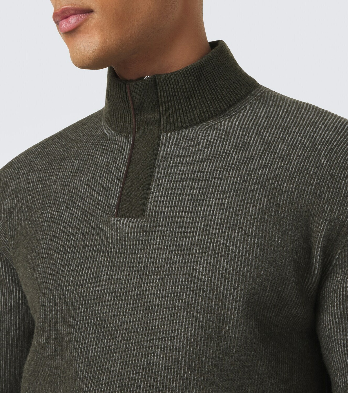 Incotex Ribbed-knit virgin wool half-zip sweater
