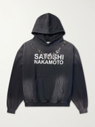 Satoshi Nakamoto - Logo-Print Embellished Cotton-Jersey Hoodie - Black