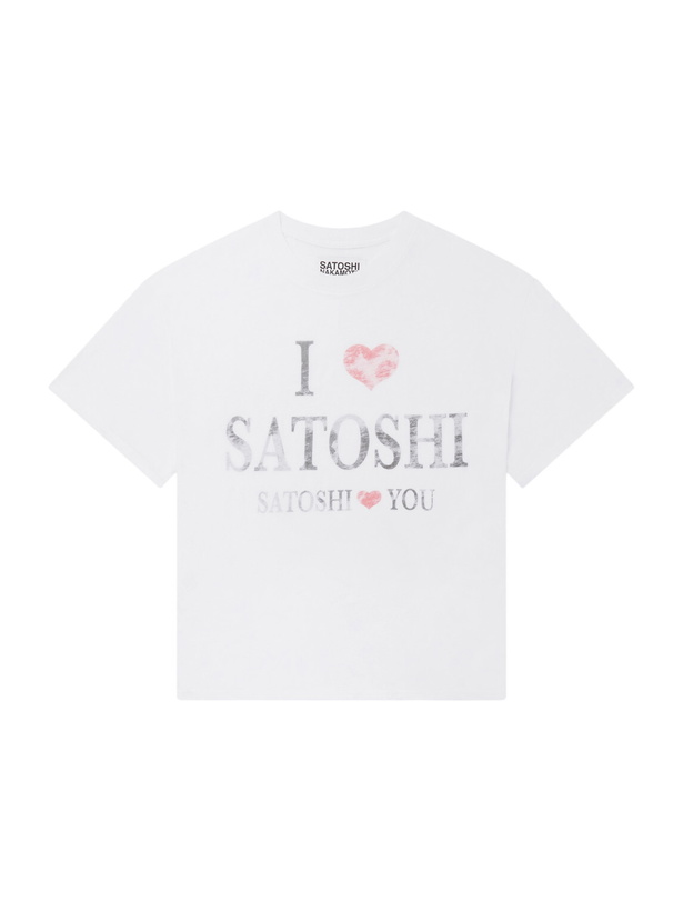 Photo: Satoshi Nakamoto - I Love Satoshi Printed Distressed T-Shirt - White