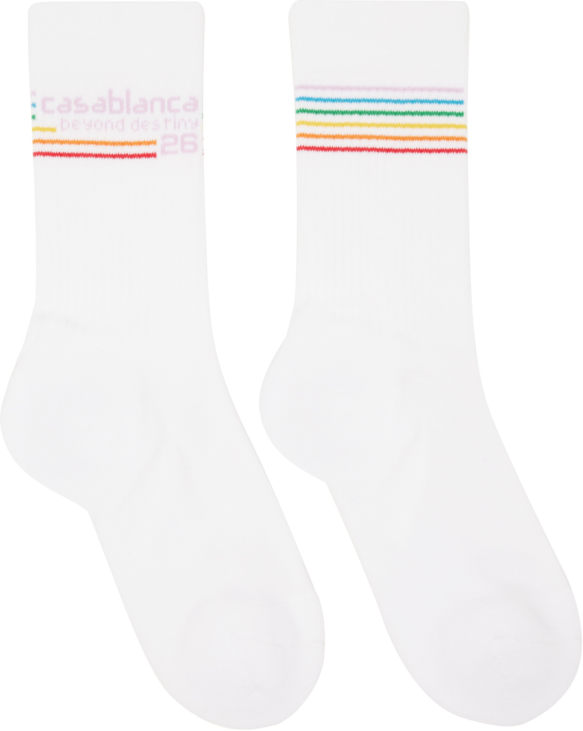 Casablanca White Beyond Destiny Stripe Socks