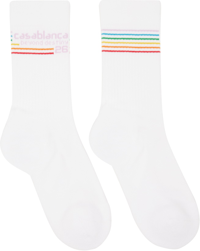 Photo: Casablanca White Beyond Destiny Stripe Socks