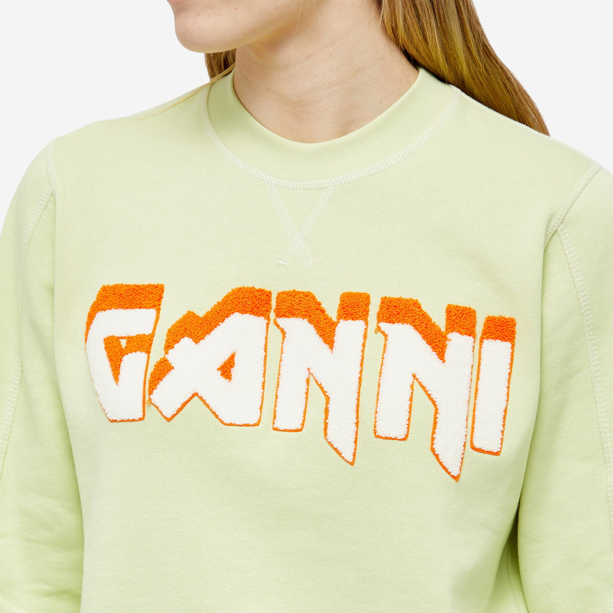 GANNI Women's Isoli Rock Crew Sweat in Lily Green GANNI