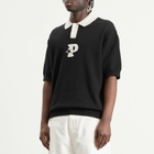 Pawa Speed Sports Men's P-Knit Polo in Black/White