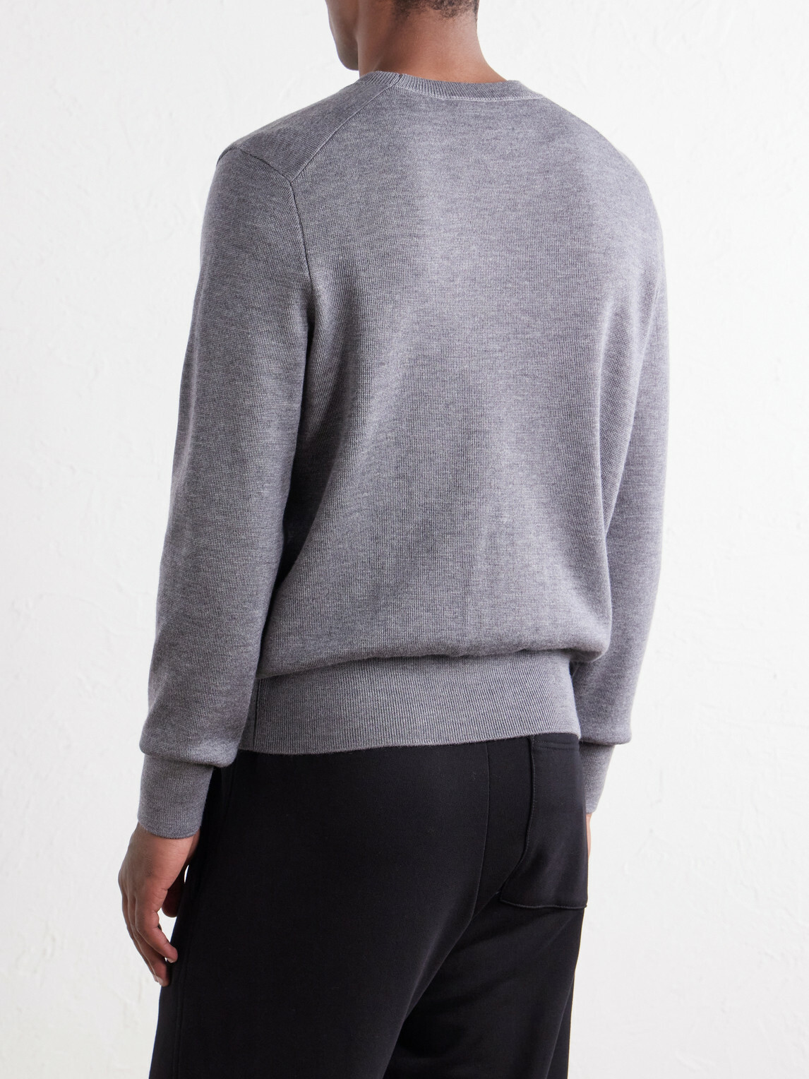 AMI PARIS - ADC Logo-Embroidered Merino Wool Sweater - Gray