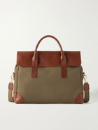 Bennett Winch - Leather-Trimmed Cotton-Twill Briefcase - Green