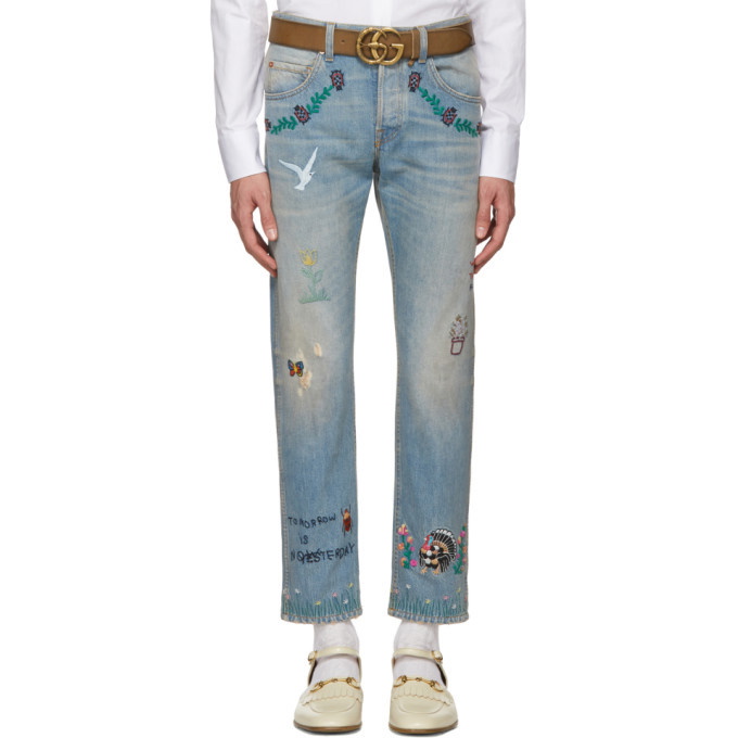 Photo: Gucci Blue Tapered Writing Jeans