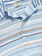 Etro - Convertible-Collar Striped Linen Half-Placket Shirt - Blue