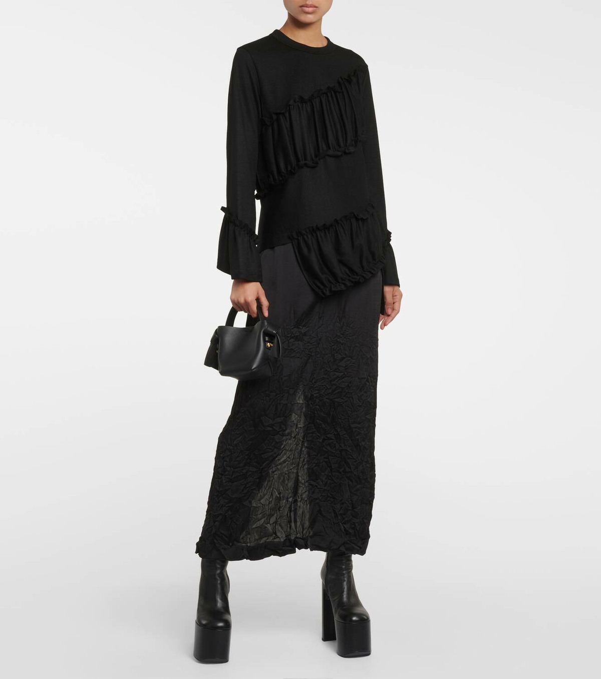 Noir Kei Ninomiya Ruffled asymmetric wool sweater