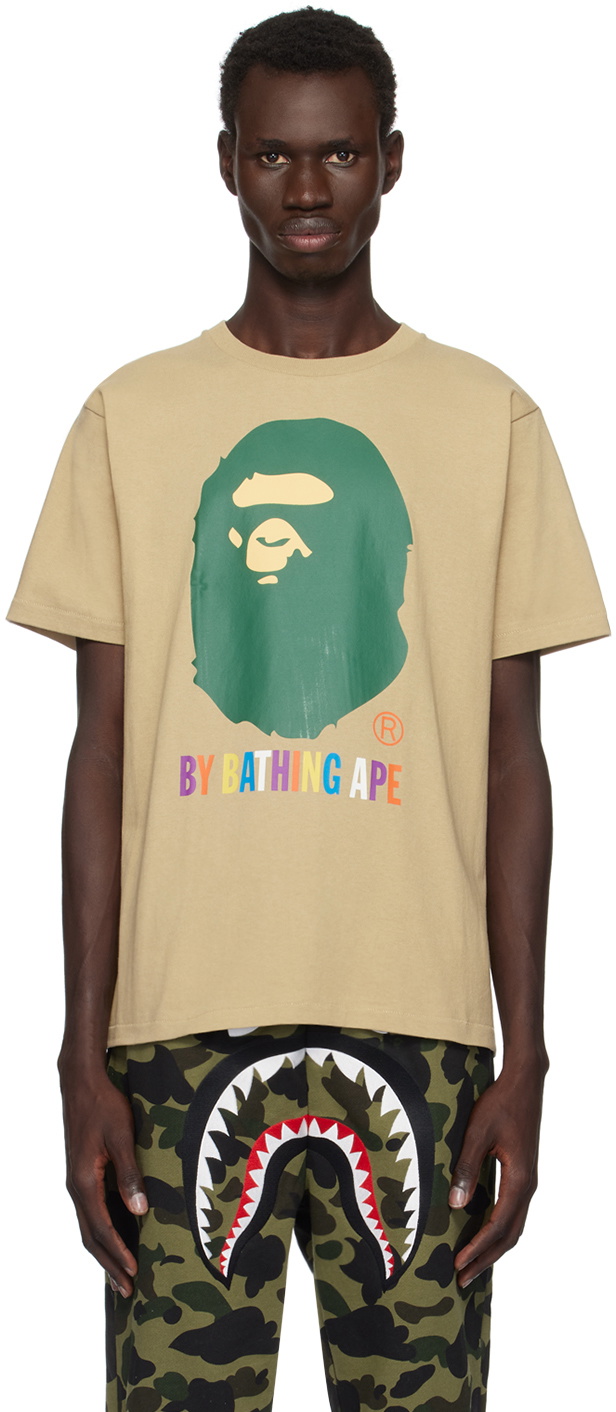 ★BAPE★College T-Shirt (Hot 人気)★Beige BAPE Beige Colors 'By Bathing Ape' T-shirt A Bathing Ape