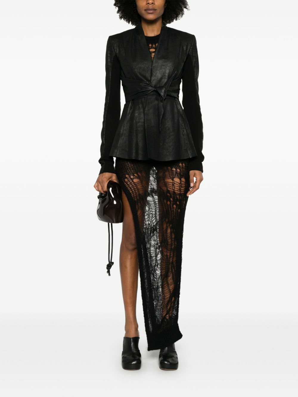 Rick Owens Black Leather Jacket