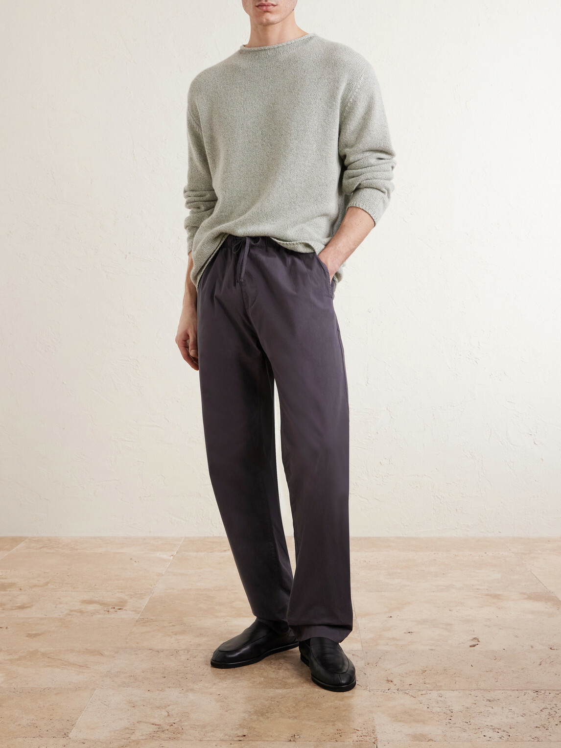 Hartford - Joggy Straight-Leg Cotton Trousers - Blue