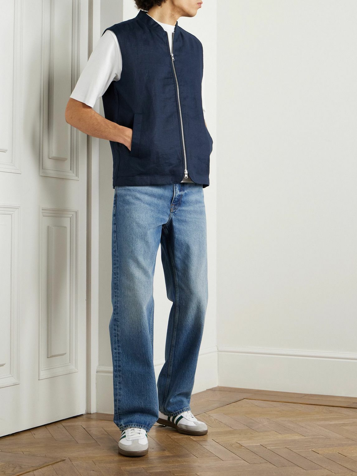 NN07 - Cafu 1454 Padded Linen Gilet - Blue NN07