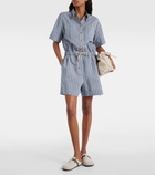 Brunello Cucinelli Striped cotton and silk playsuit