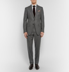 TOM FORD - Grey Birdseye Wool and Silk-Blend Flannel Suit Trousers - Gray