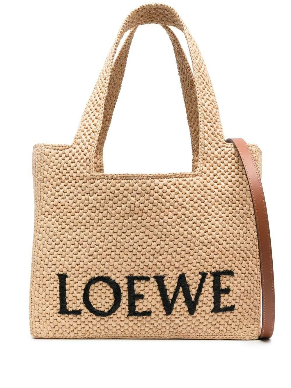 LOEWE - Loewe Font Raffia Tote Bag Loewe